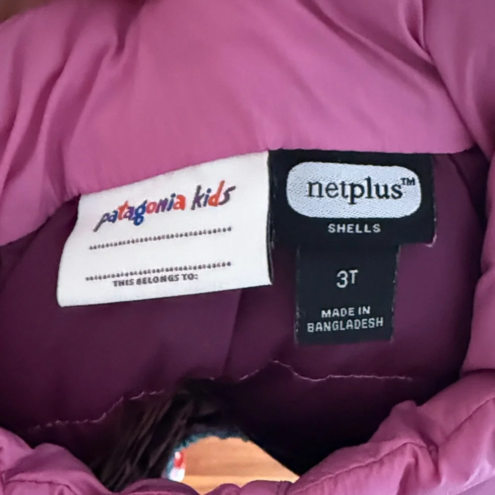 Patagonia Girls Colorblock Puffer Jacket - Pink, Yellow, Teal - Picture 2 of 2